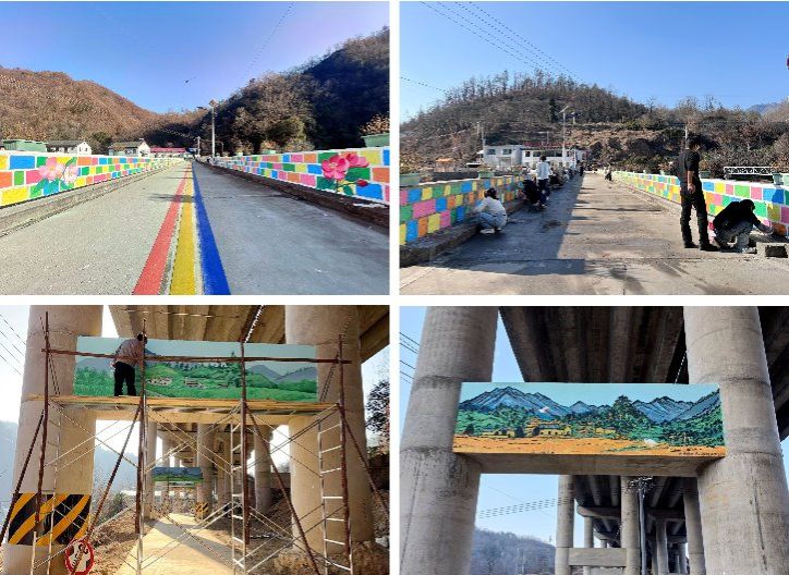 给乡村“美颜” 为振兴“添彩”：公司师生赴宁陕县开展墙绘艺术创作与桥梁美化活动
